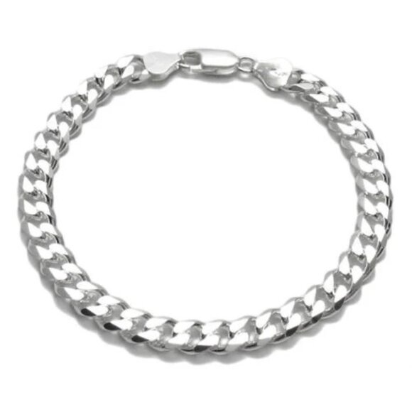 CHARMING STERLING SILVER CUBAN LINK CHAIN BRACELET - 8 INCH - Picture 8 of 16